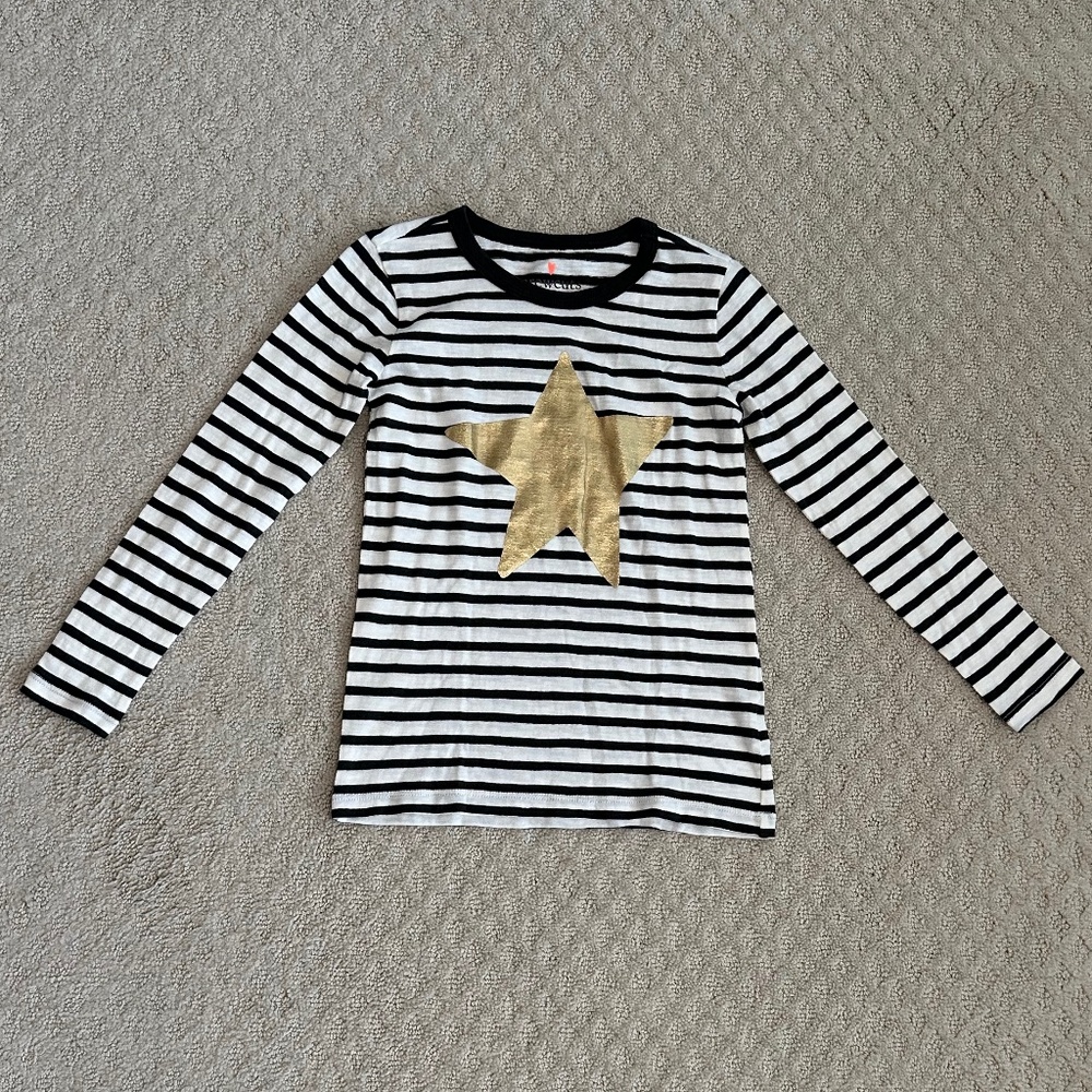 Crewcuts Girls Long-Sleeve Metallic Star Graphic Cotton T-Shirt S (6-7) Casual